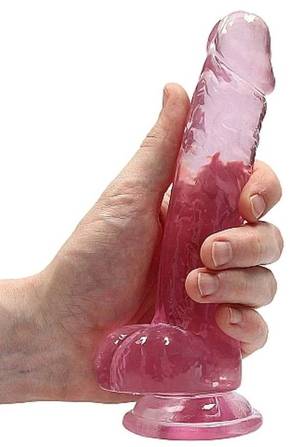 Realrock By Shots Realrock Dildo rožinė su mocną przyssawką rožinė orgazm 19cm