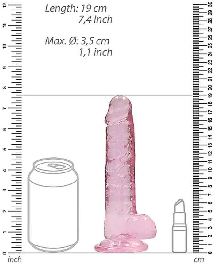 Realrock By Shots Realrock Dildo rožinė su mocną przyssawką rožinė orgazm 19cm