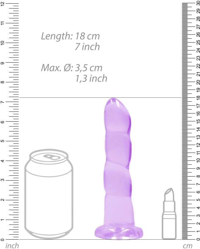 Realrock By Shots Realrock Dildo violetinė spiralne su mocną przyssawką 18 cm