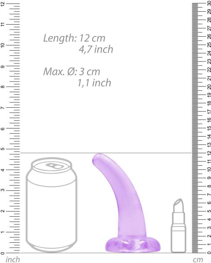 Realrock By Shots Realrock Dildo lenkta violetinė su stipriu siurbtuku 12 cm