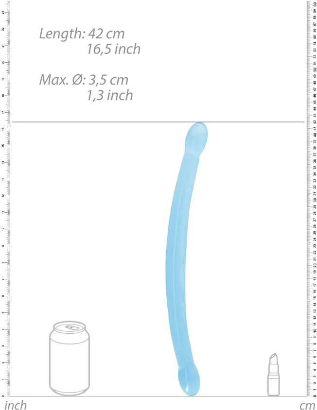 Realrock By Shots Realrock Smooth dvigubas dildo lesbietiškam seksui 42 cm