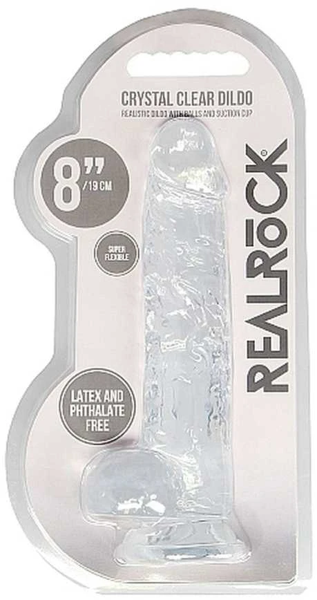 Realrock By Shots Realrock Skaidrus guminis dildo tiesiu kotu, 21 cm