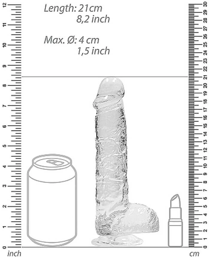 Realrock By Shots Realrock Skaidrus guminis dildo tiesiu kotu, 21 cm