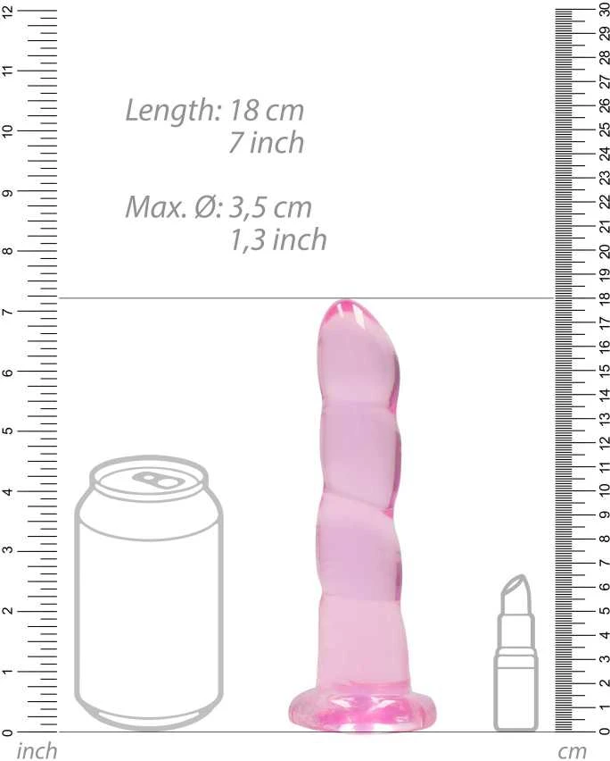 Realrock By Shots Realrock Rožinė silikoninė gelinė dildė su siurbtuku 18 cm