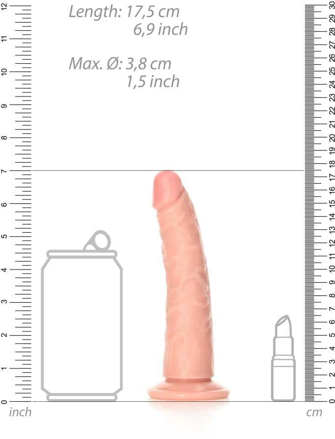 Realrock By Shots Realrock Slim Realistic Dildo su siurbtuku - 6"/ 15,5 cm