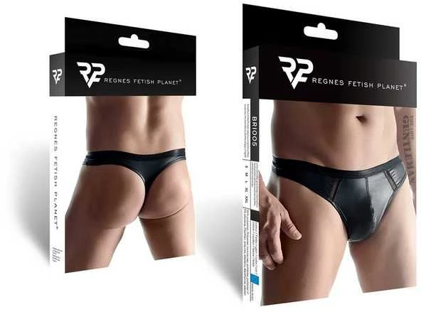 Regnes Fetish Planet Vyriški timpeliai su wetlook ir dekoratyvine juostele priekyje