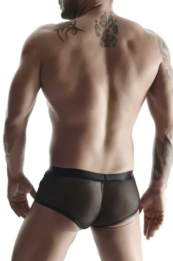 Regnes Fetish Planet Vyriški wetlook šortai su elastiniu tinkleliu l