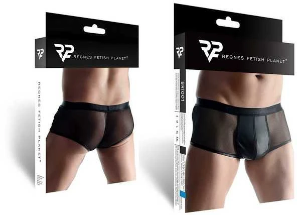 Regnes Fetish Planet Vyriški šortai su wetlook ir elastiniu tinkleliu