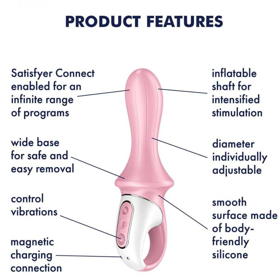 Satisfyer Air Pump Booty 5+ Rosa siurblio vibratorius