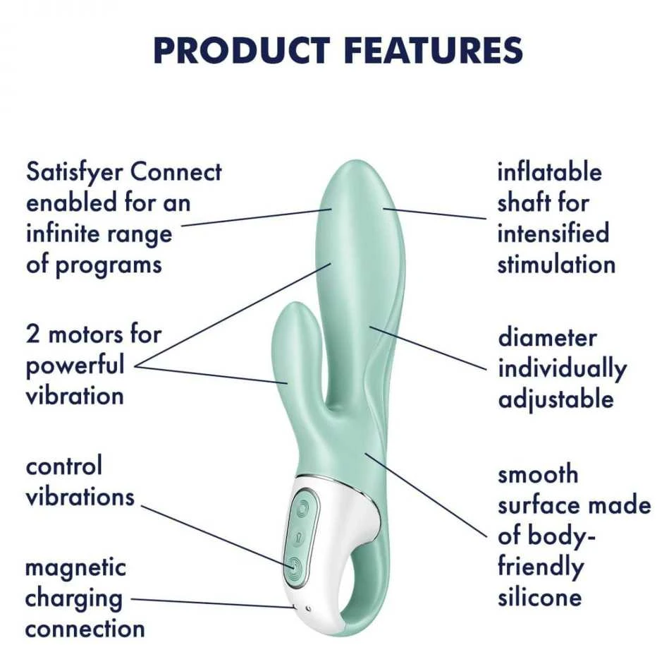 Satisfyer Air Pump Bunny 5+ vibratorius su siurbliu Mint