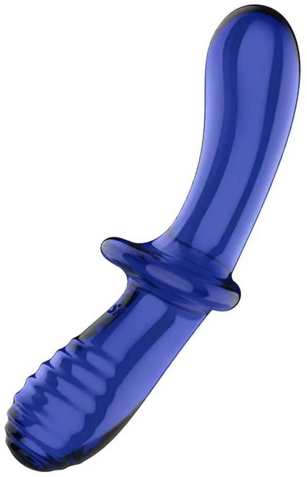 Satisfyer Double Crystal dildo szklane Light Mėlyna