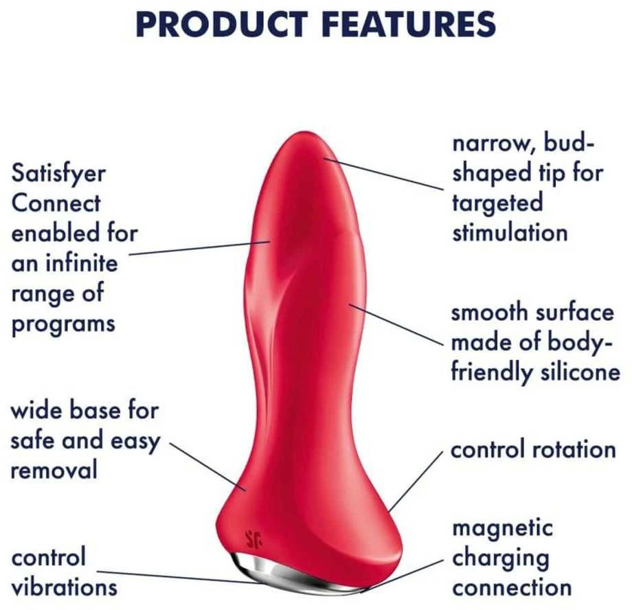 „Satisfyer“ analinis kištukas – „Rotator Plug 1 Connect“ programa („Raudona“)