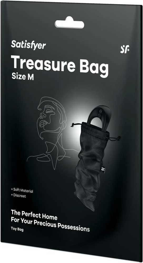 Satisfyer Treasure Bag, maišelis M Juodas dalykėliams laikyti