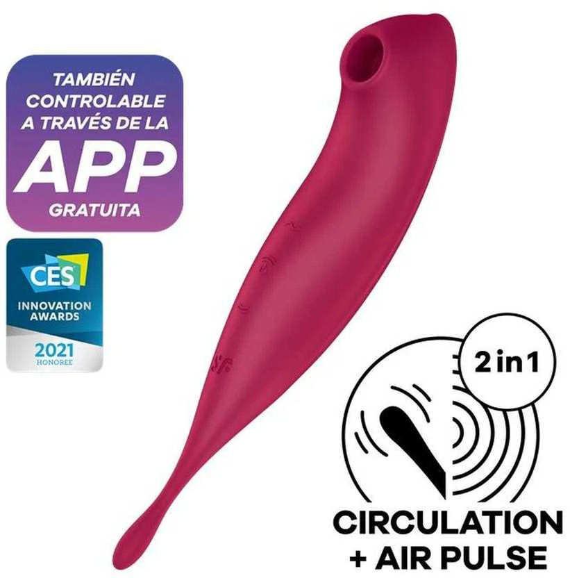 Satisfyer Twirling Pro+ Dark Raudona pulsuojantis vibratorius