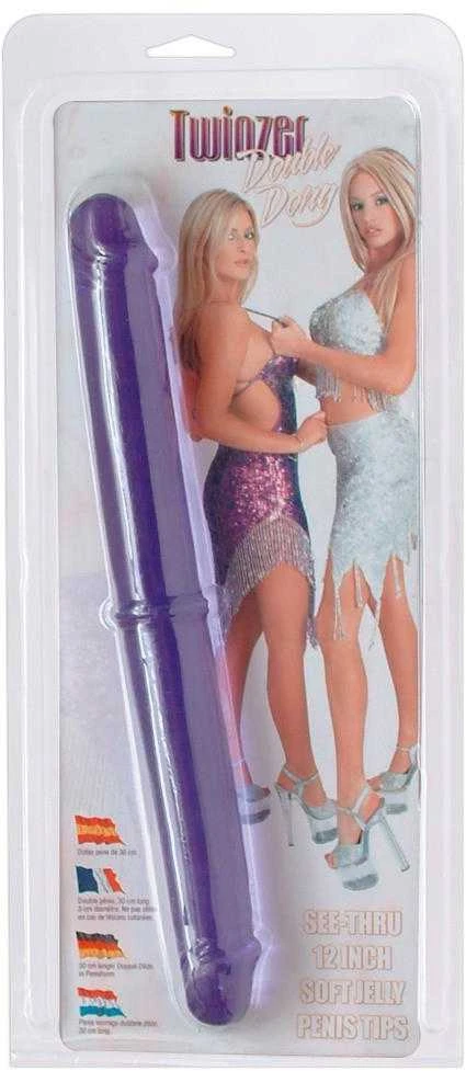 Seven creations dvigubo įsiskverbimo lankstus violetinis dildas 30 cm