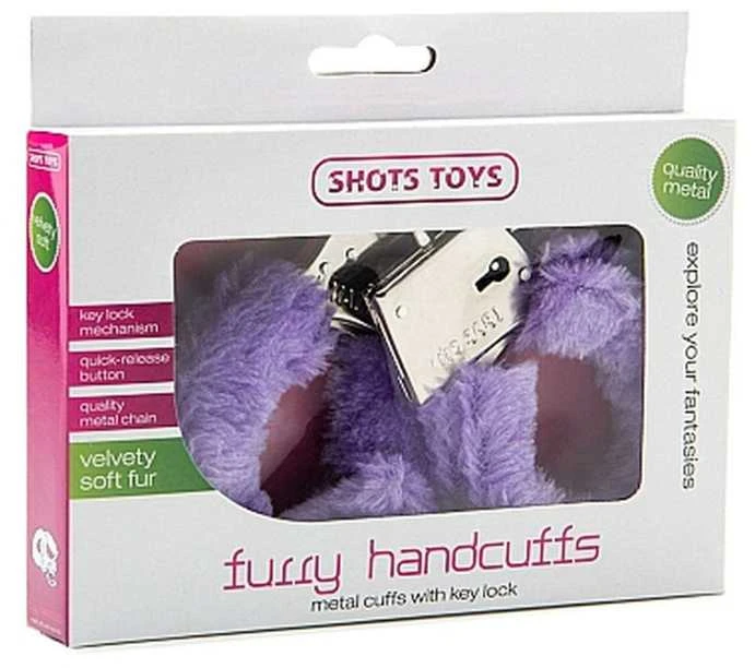ShotsToys Erotiniai su antrankiai su kailiu bdsm bondage violetine