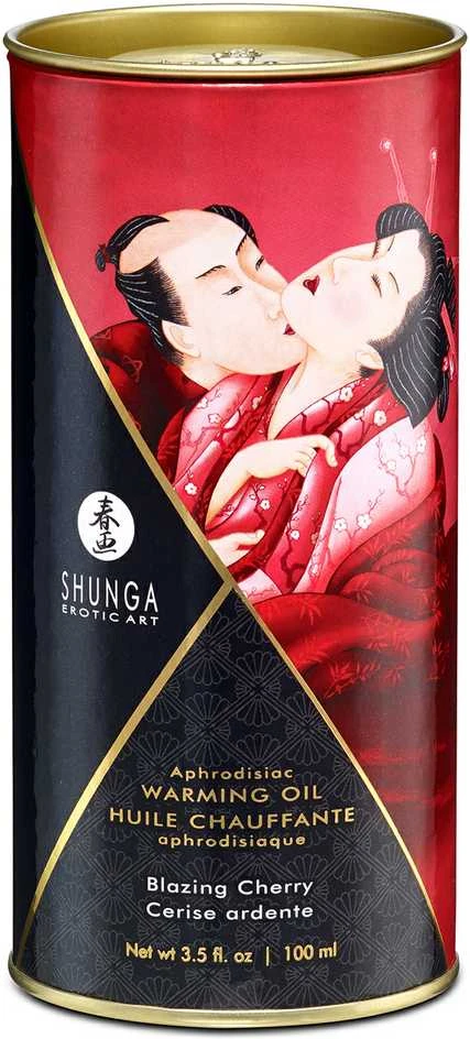 Cherry Shunga - Afrodiziako šildomasis aliejus „Liepsnojančios vyšnios“ 100 ml