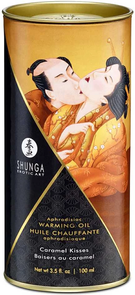 Shunga - Afrodiziako šildantis aliejus „Karamelės bučiniai“ 100 ml