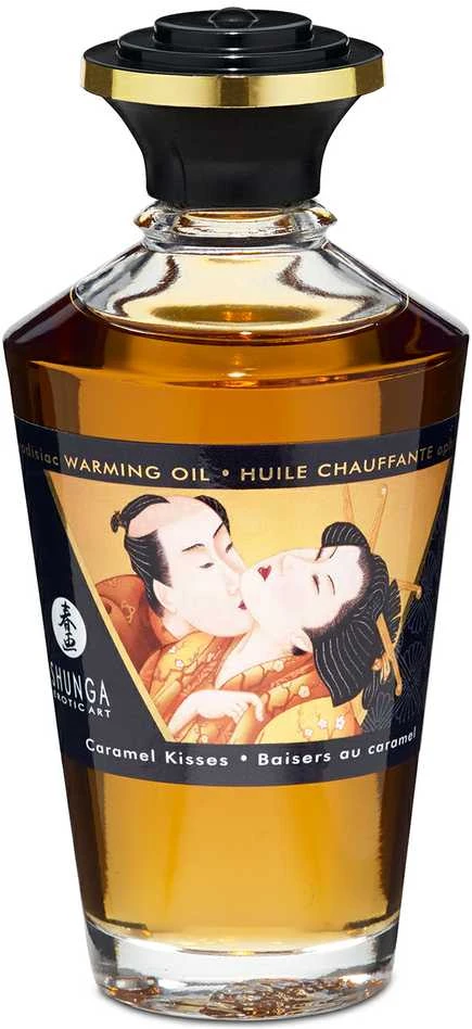 Shunga - Afrodiziako šildantis aliejus „Karamelės bučiniai“ 100 ml