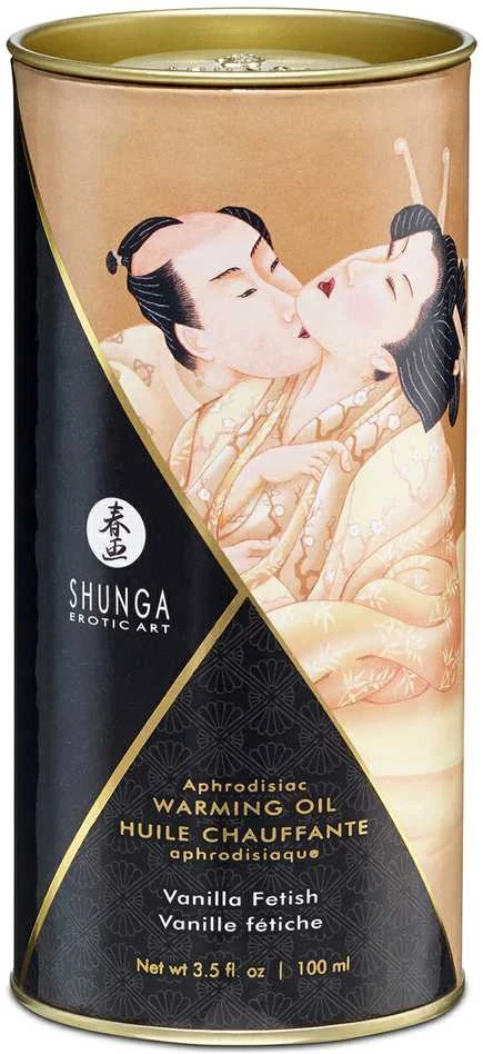 Shunga - Afrodiziako šildantis aliejus su vanile, fetišas, 100 ml