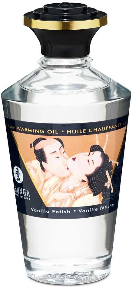 Shunga - Afrodiziako šildantis aliejus su vanile, fetišas, 100 ml