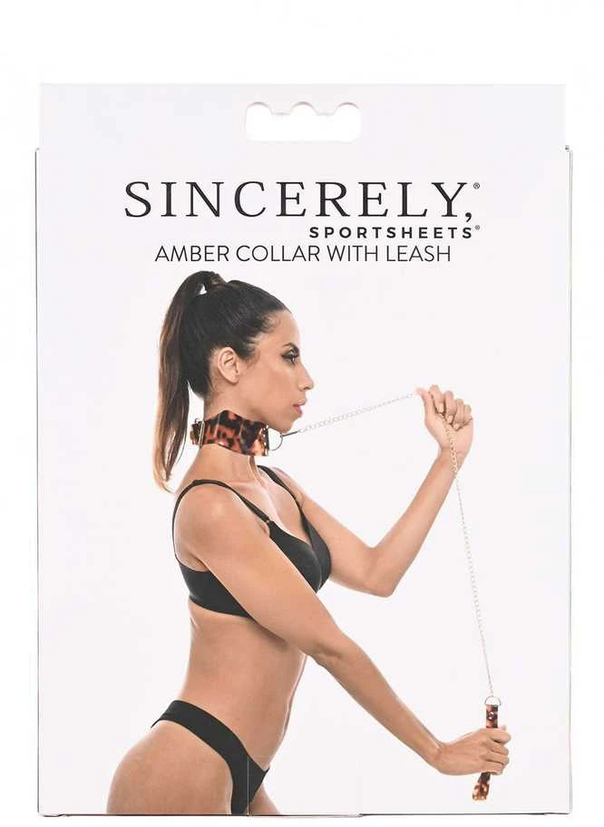 Sportsheets Collar Sportiniai paklodės – Gintarinė apykaklė ir pavadėlis
