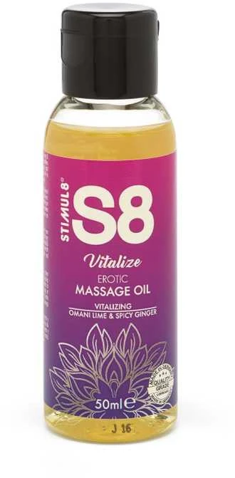 Stimul8 S8 S8 masažinis aliejus 50 ml Omano laimo ir aštraus imbiero