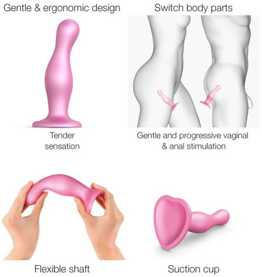 Rožinė Strap-On-Me - Dildo Plug Curvy Metallic Sugar Rožinė S