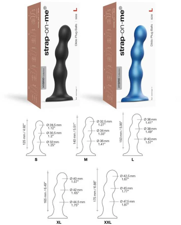 Mėlyna Strap-On-Me - Dildo Plug Balls Metallic Mėlyna S