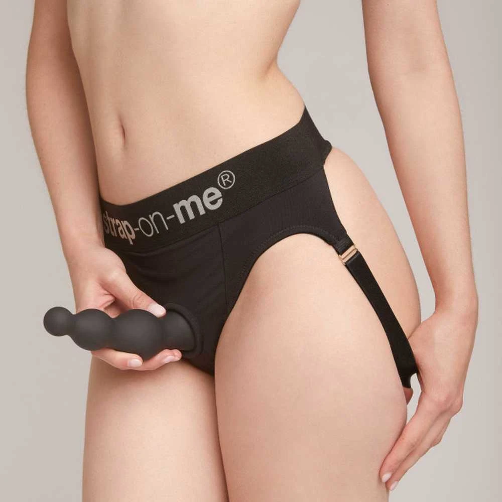 Strap On Me Juoda minkštas 3 karoliukų formos dildo