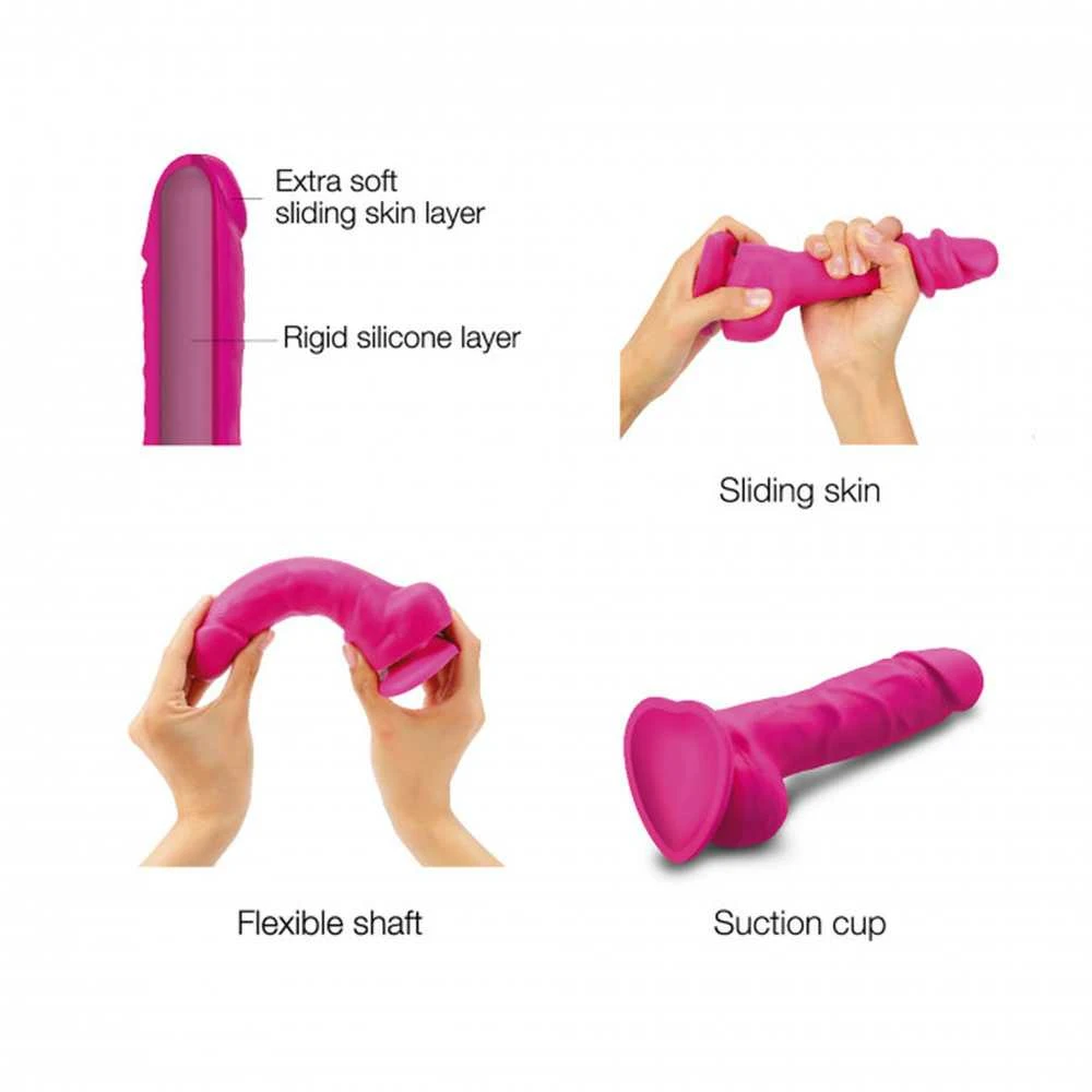 Strap-On-Me – slenkanti oda tikroviška dildo Fuchsia L