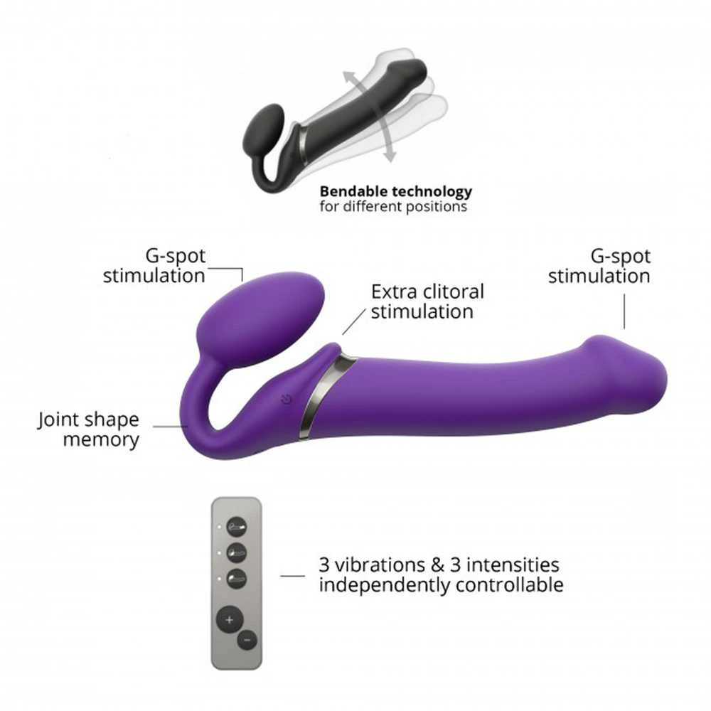 Strap-On-Me - Vibrating Bendable Strap-On L Violetinė