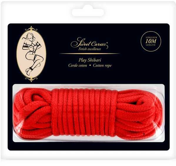 Raudona medvilninė Shibari virvė 10m