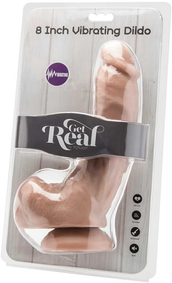 Get Real TOYJOY Dildo gaidys 8 colių su kamuoliukų minkštimo vibracija.
