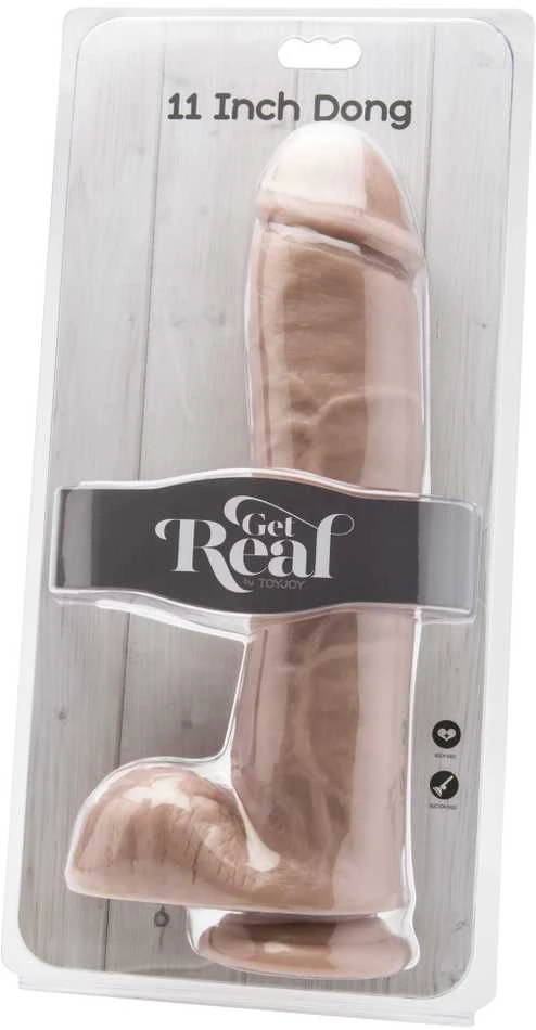 Get Real TOYJOY Dildo ant siurbtuko, didelis tikroviškas penis, 28 cm
