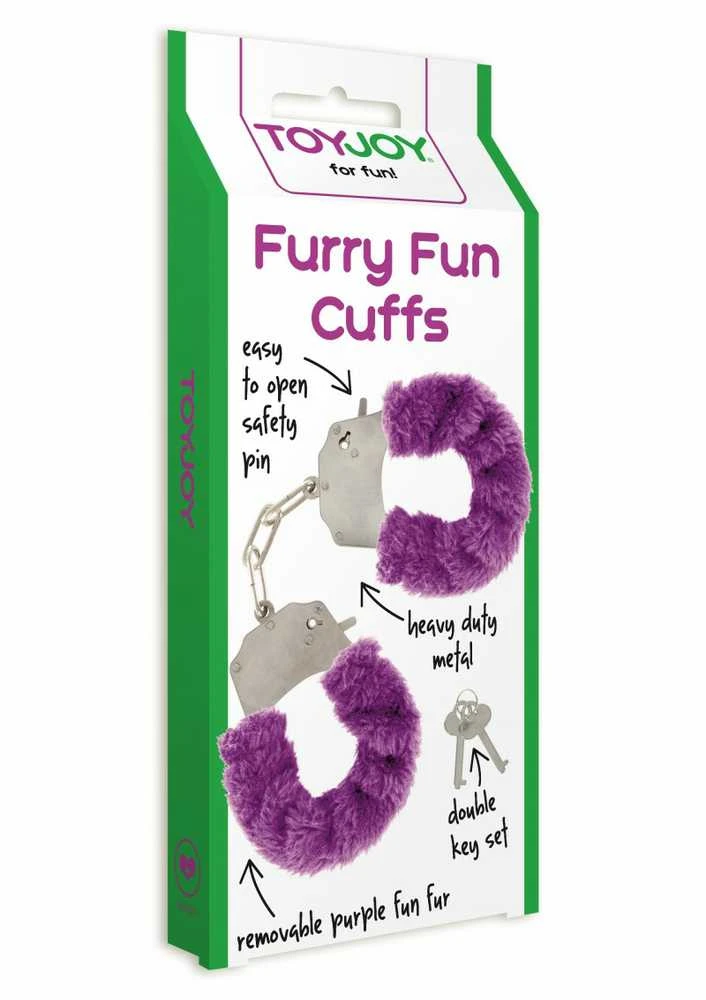 Toyjoy violetiniai pūkuoti antrankiai dėžutėje