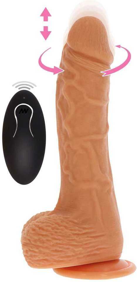 Get Real Aukštyn ir žemyn besisukantis vibruojantis dildo šviesios odos atspalvis
