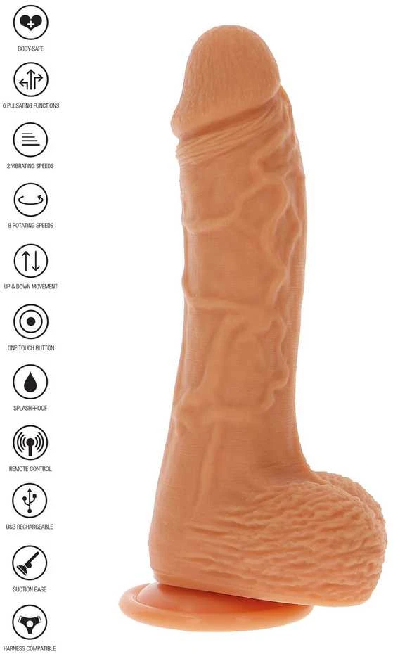 Get Real Aukštyn ir žemyn besisukantis vibruojantis dildo šviesios odos atspalvis