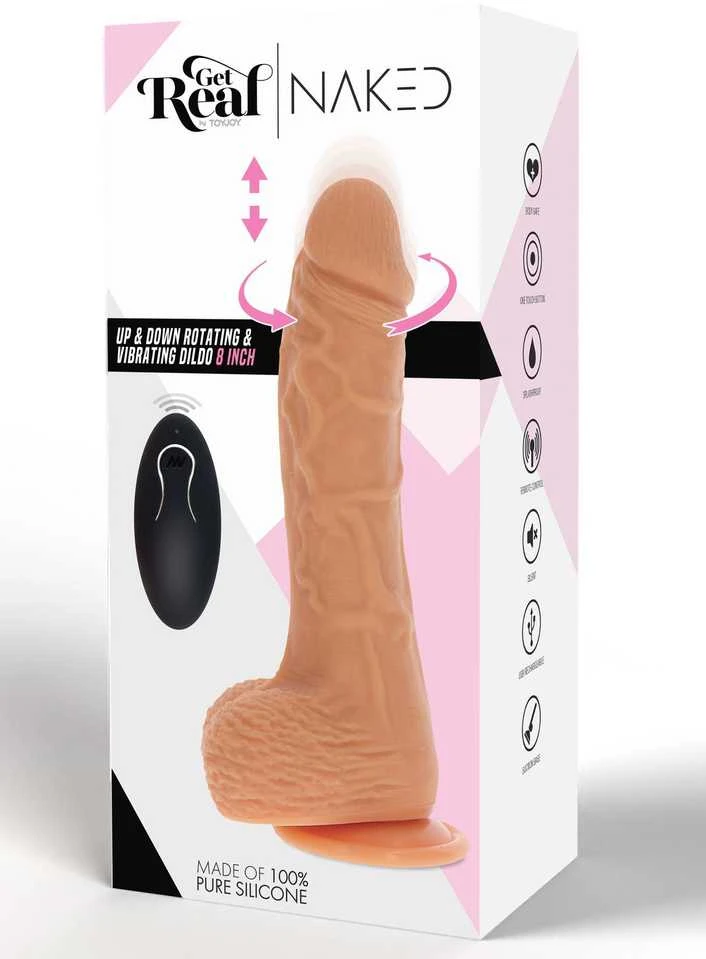 Get Real Aukštyn ir žemyn besisukantis vibruojantis dildo šviesios odos atspalvis