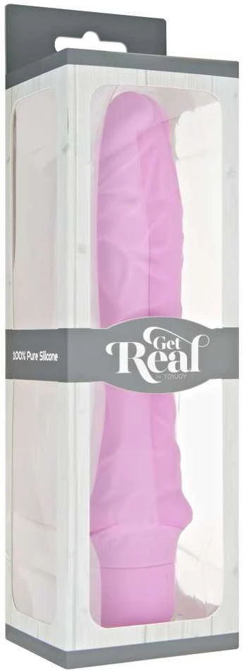 Get Real TOYJOY Silicone plonas vibratorius, įspūdingas penis, 7 režimai