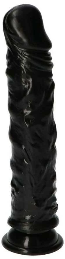 Toyz4Lovers Juodas gumowy penis su żyłami i su przyssawką 18 cm