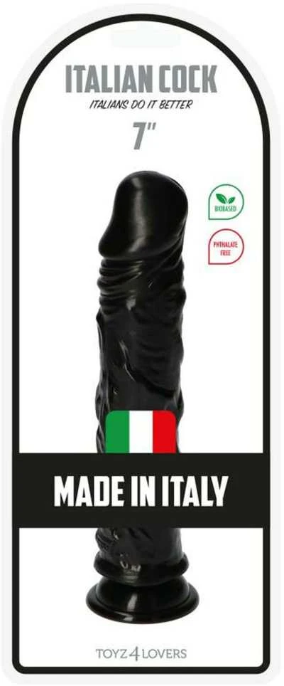 Toyz4Lovers Juodas gumowy penis su żyłami i su przyssawką 18 cm