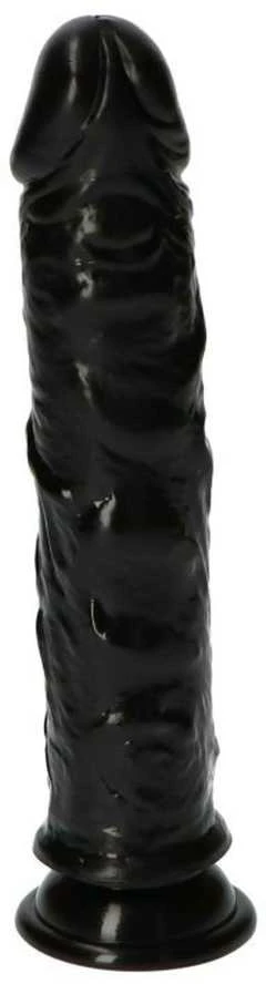 Toyz4Lovers Juodas gumowy penis su żyłami i su przyssawką 18 cm