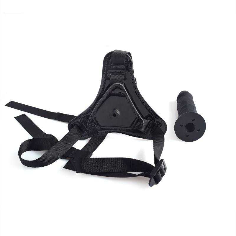 Toyz4Lovers Juoda prisegamos kelnaitės su silikonine dilde 10 cm