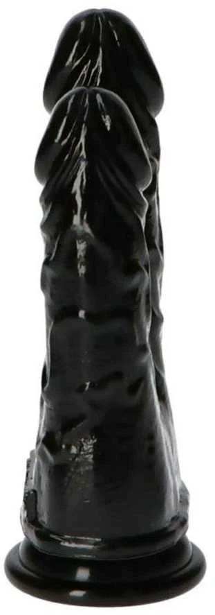 Toyz4Lovers Juoda dvigubas dildo storas dviejų penių siurbtukas