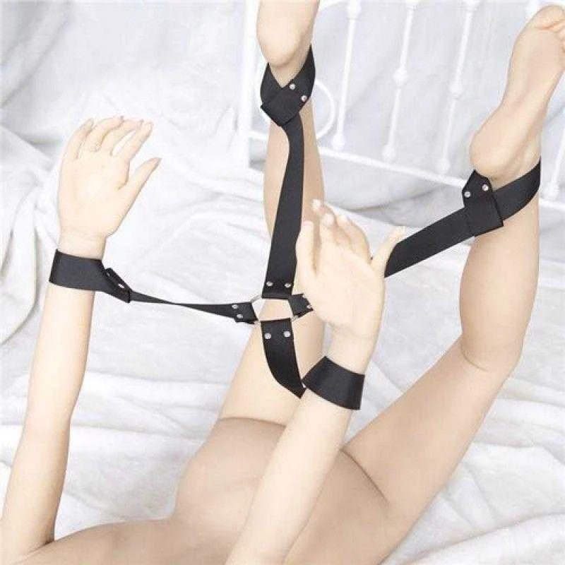 BDSM bondage dirželių sistema riešams ir kulkšnims