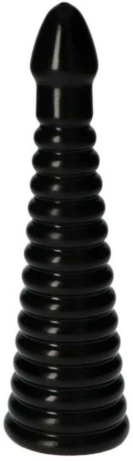 Juodas briaunotas 26 cm analinis kištukas