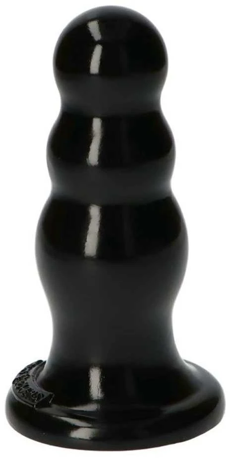 Juodas 6 colių dildo su sferine tekstūra