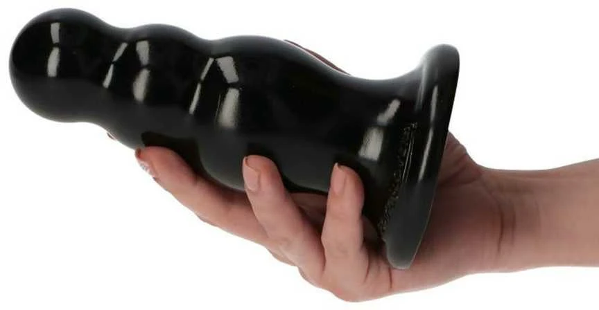 Juodas 6 colių dildo su anatomine tekstūra