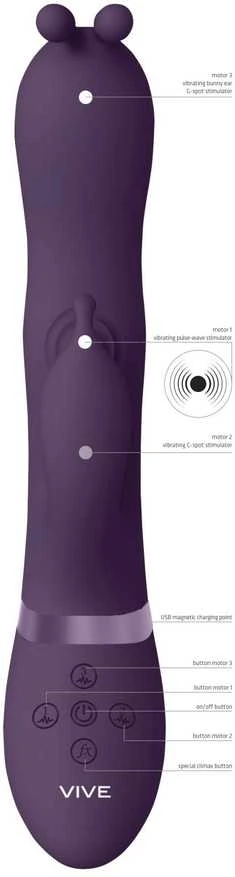 Vive By Shots Vive Gada – Vibrating Bunny Ear G taško triušis su pulso bangos kotu
